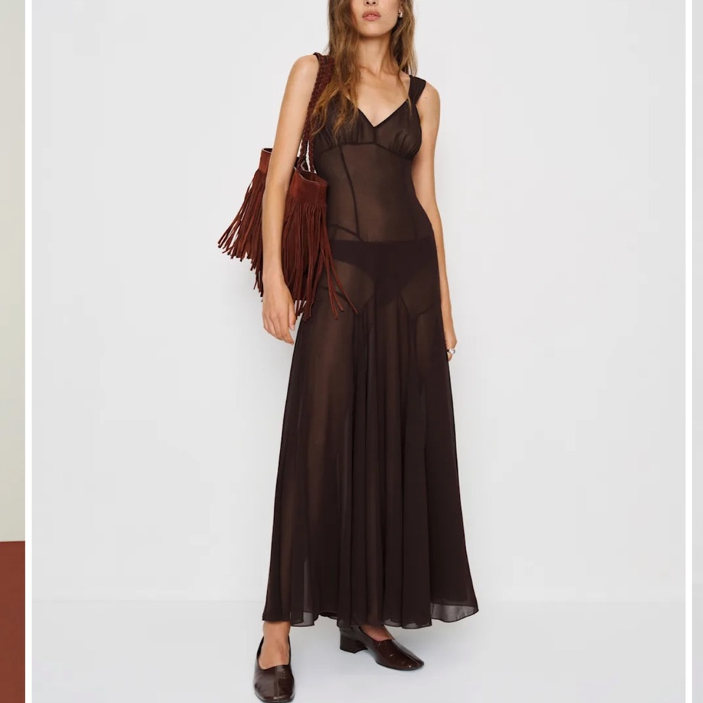 Reformation Narcissa sheer dress sz 8 BRAND NEW - Picture 3 of 7